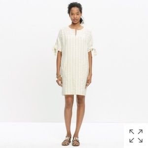 Madewell Striped Shift Dress Pockets Tie Sleeves